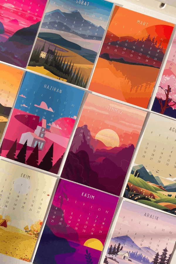 2026 Ahşap Standlı Masaüstü Takvim Manzara Temalı