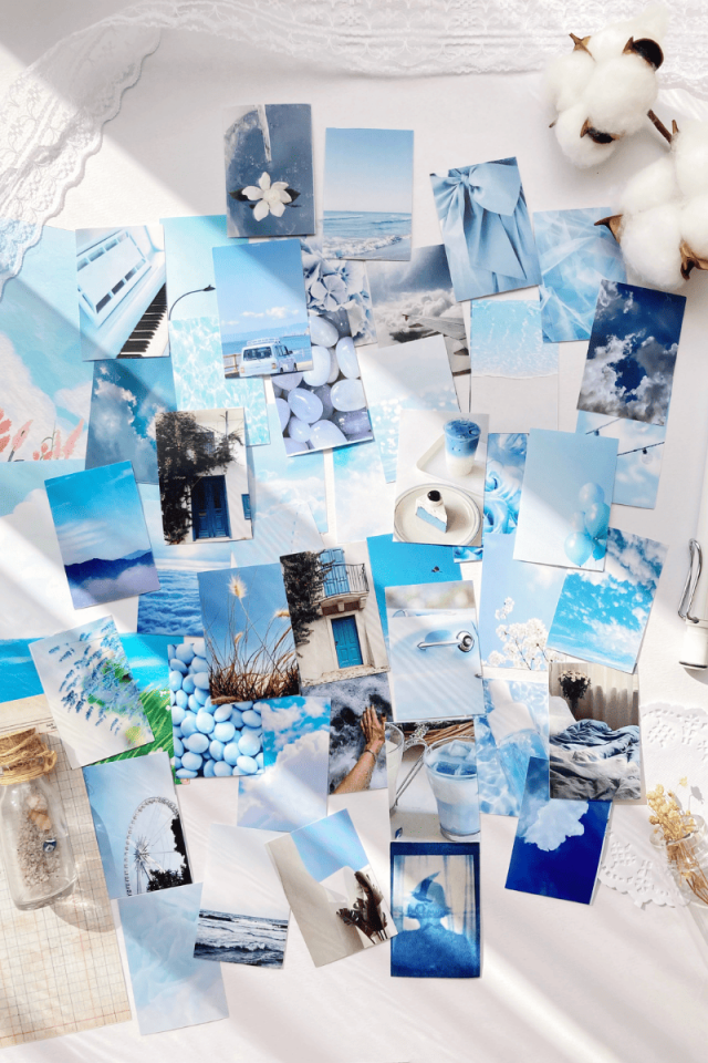 Mavi Temalı Aesthetic Sticker Kitapçığı