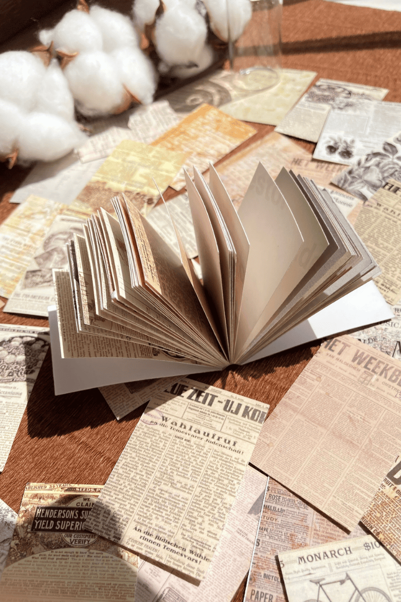 Vintage Gazete-Mektup Temalı Sticker Kitapçığı