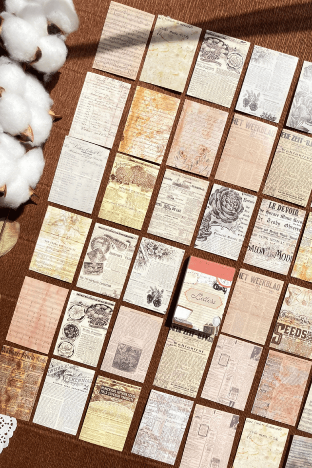 Vintage Gazete-Mektup Temalı Sticker Kitapçığı