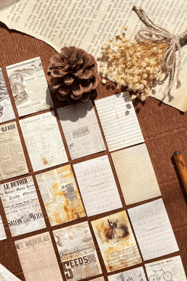 Vintage Gazete-Mektup Temalı Sticker Kitapçığı