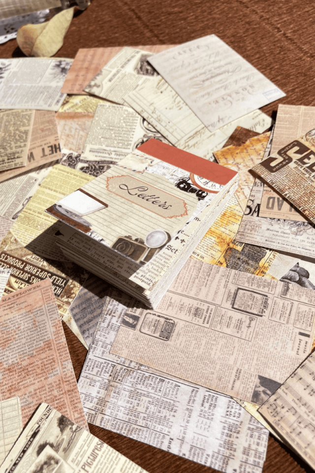 Vintage Gazete-Mektup Temalı Sticker Kitapçığı