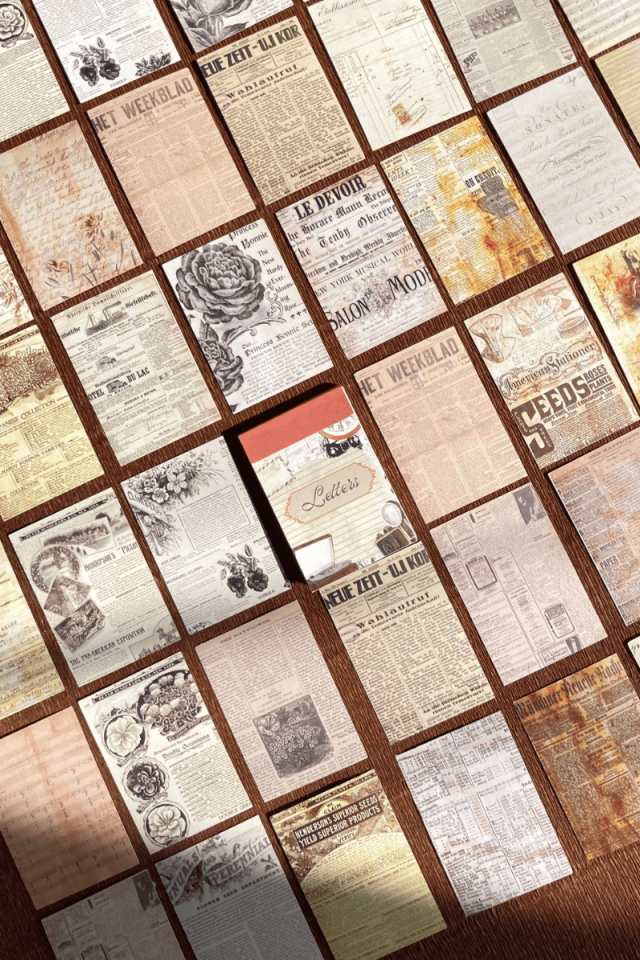 Vintage Gazete-Mektup Temalı Sticker Kitapçığı
