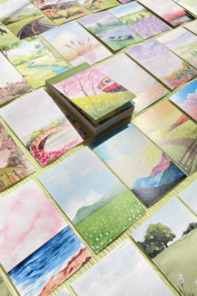 Suluboya Manzara Temalı Sticker Kitapçığı