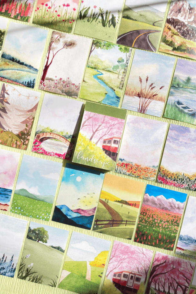 Suluboya Manzara Temalı Sticker Kitapçığı