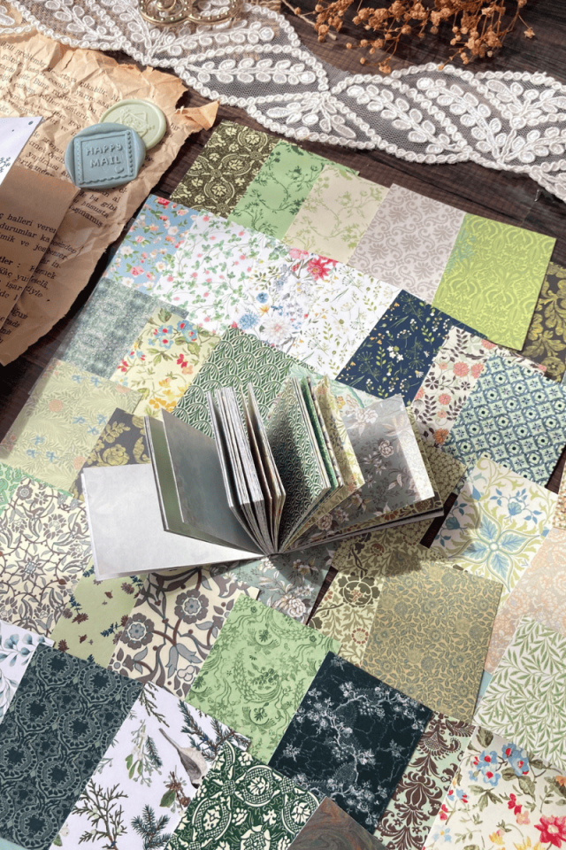 Vintage Yeşil Desen Temalı Sticker Kitapçığı