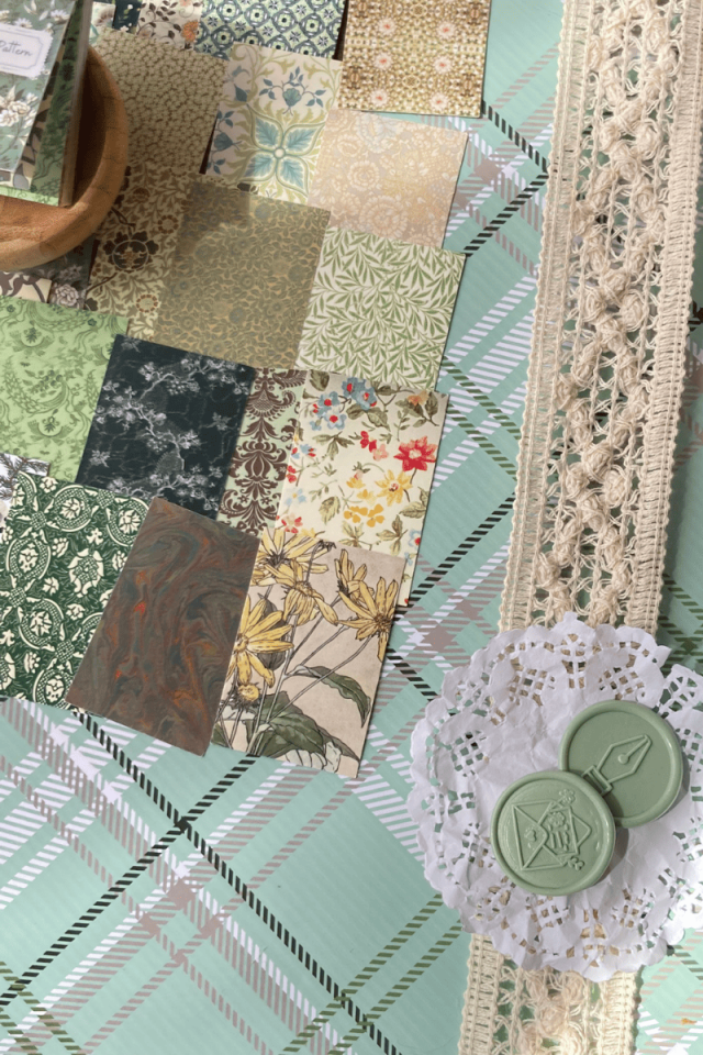 Vintage Yeşil Desen Temalı Sticker Kitapçığı