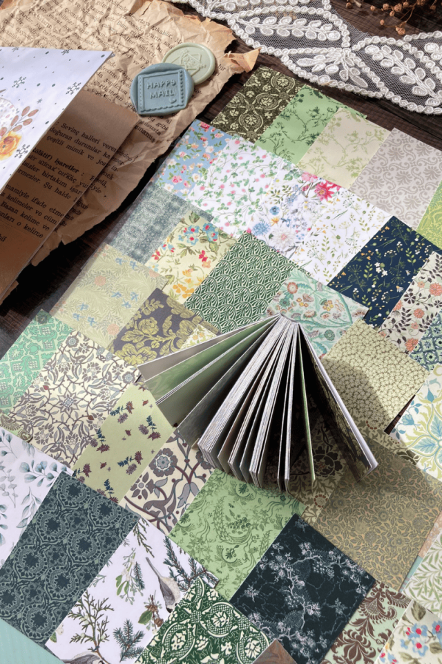 Vintage Yeşil Desen Temalı Sticker Kitapçığı