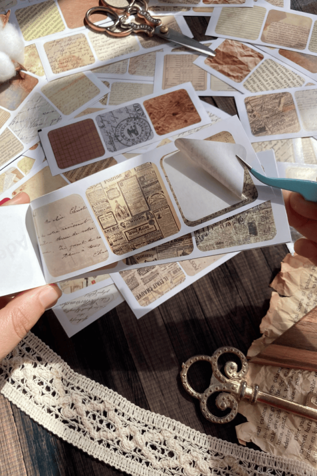 32 Sayfa Vintage Gazete Mektup Temalı Sticker Kitapçığı