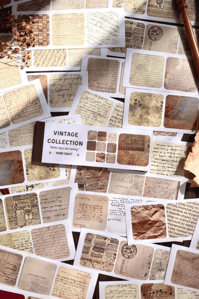 32 Sayfa Vintage Gazete Mektup Temalı Sticker Kitapçığı