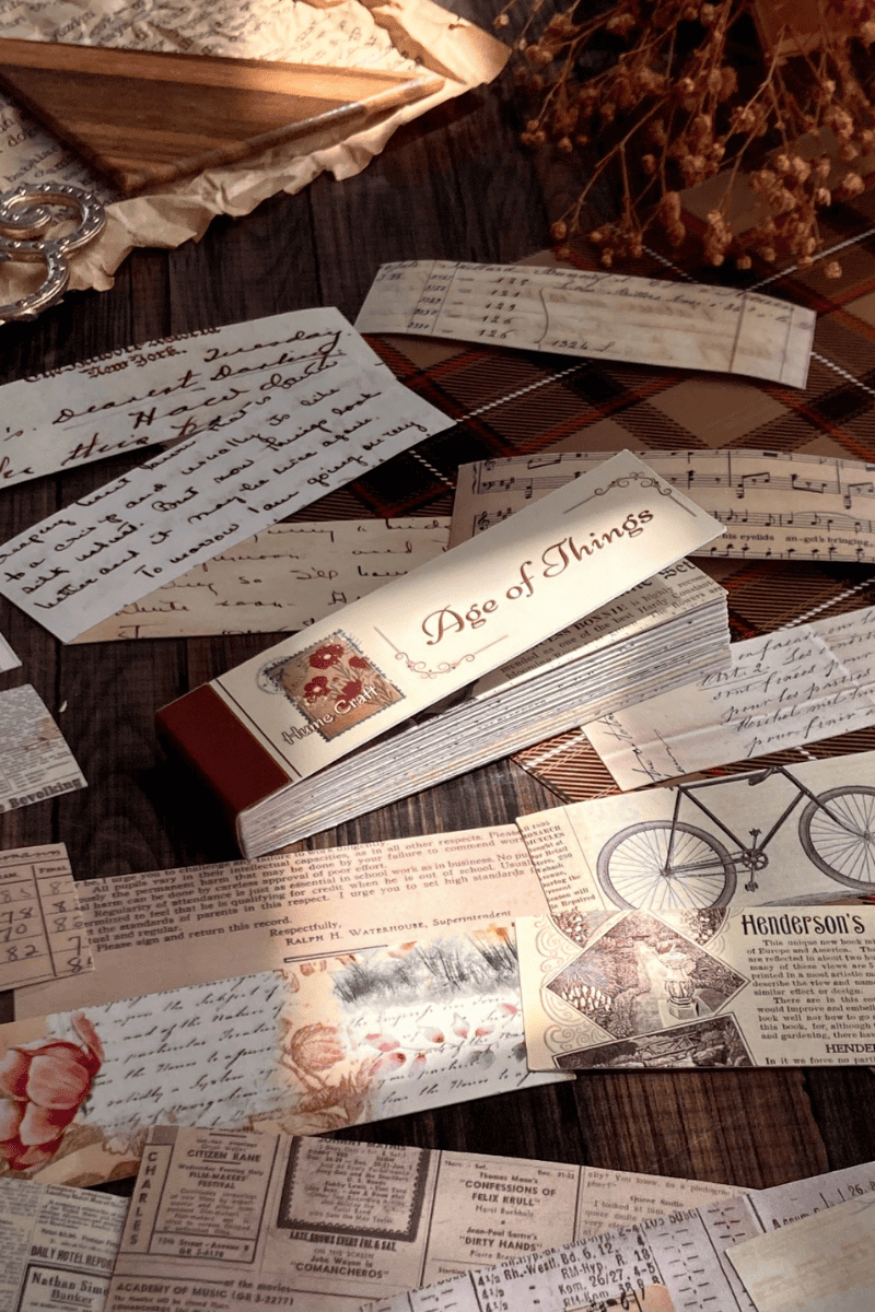 Vintage Gazete / Mektup Temalı Şerit Sticker Kitapçığı