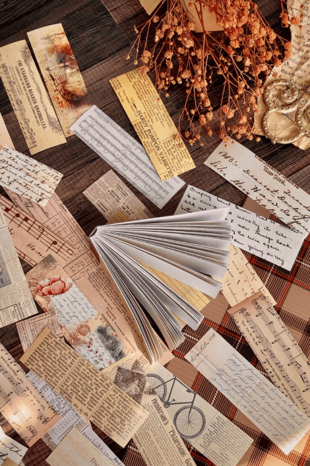 Vintage Gazete / Mektup Temalı Şerit Sticker Kitapçığı