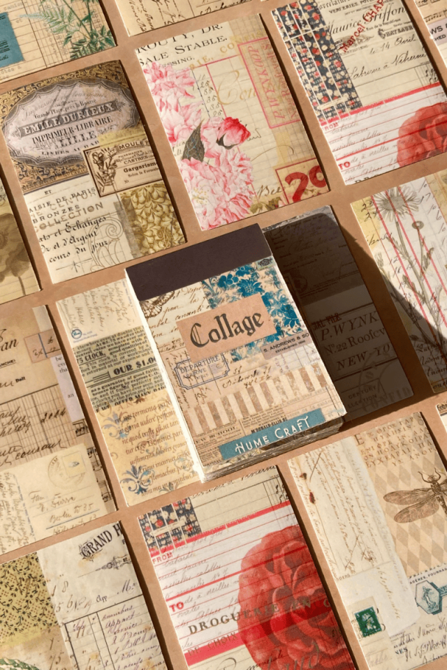 Vintage Kolaj Temalı Sticker Kitapçığı