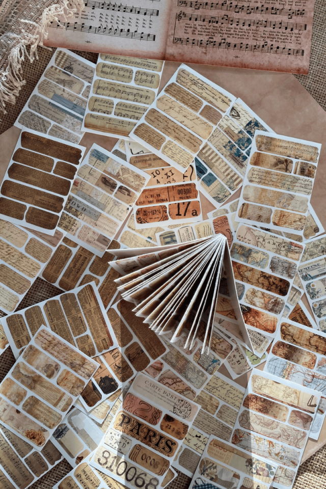 Vintage Washi Bant Temalı Sticker Kitapçığı