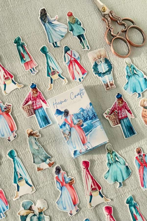 Kutulu Winter Girl / Kış Kızları Temalı Sticker Seti / Bullet Journal Sticker