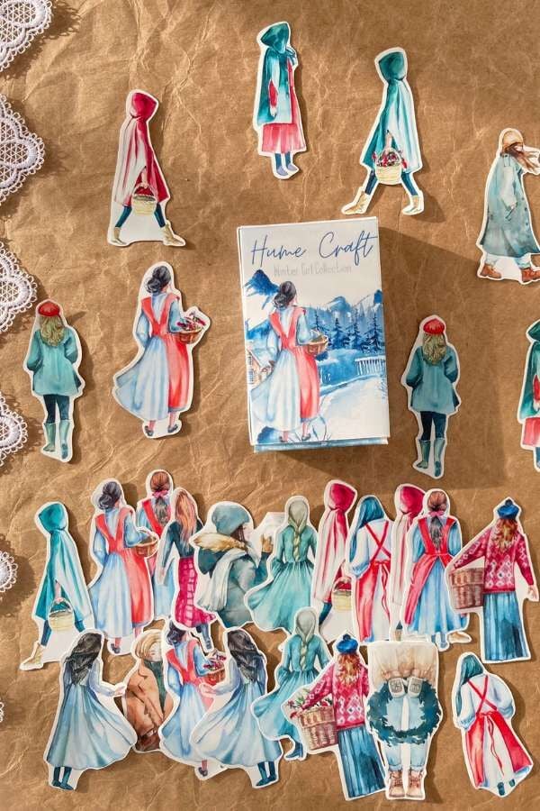 Kutulu Winter Girl / Kış Kızları Temalı Sticker Seti / Bullet Journal Sticker