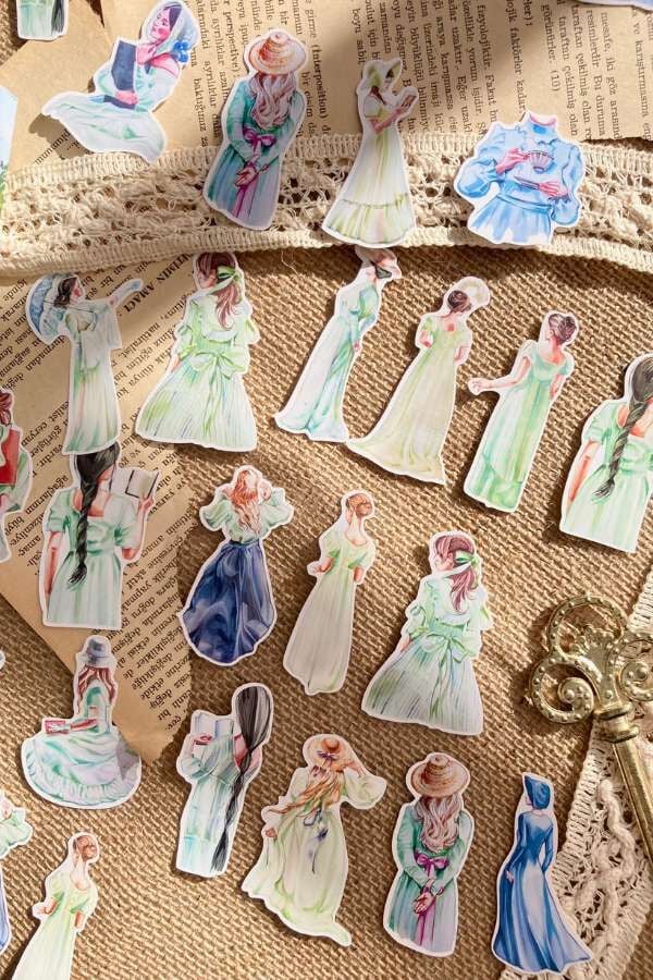 Kutulu Romance/Lady Temalı Sticker Seti / Bullet Journal Sticker