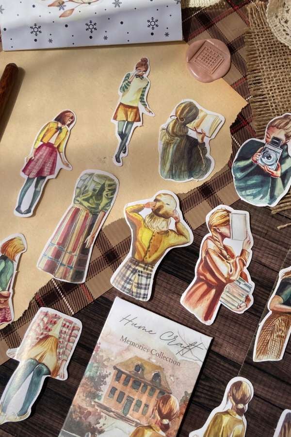 Kutulu Memories Girl Temalı Sticker Seti / Bullet Journal Sticker