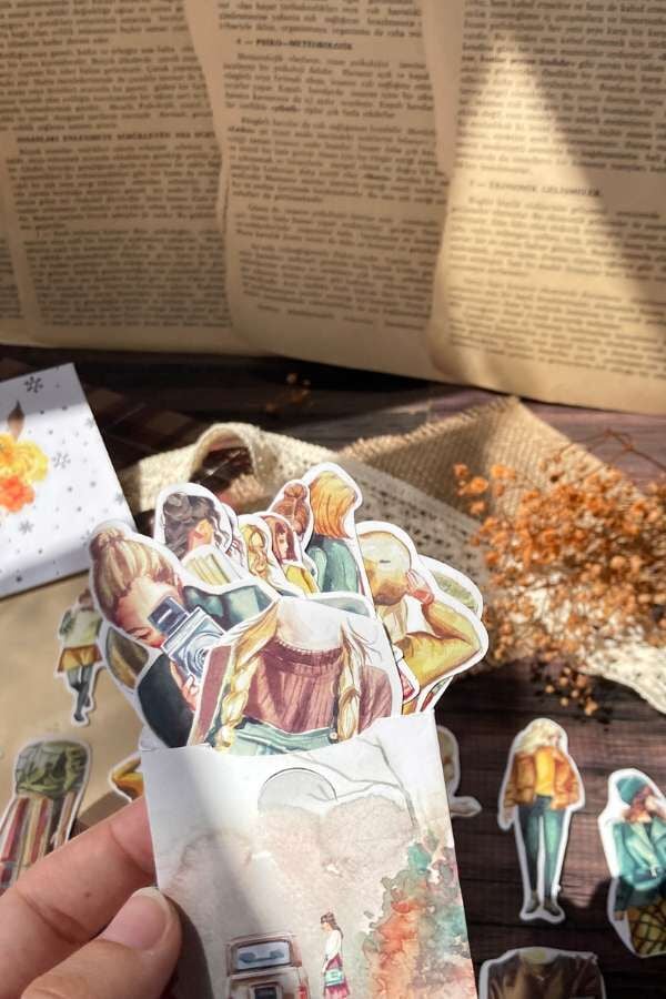 Kutulu Memories Girl Temalı Sticker Seti / Bullet Journal Sticker
