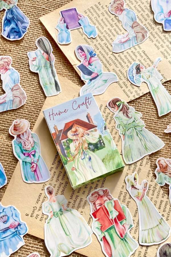 Kutulu Kutulu Bahar Bahçe Lady Temalı Sticker Seti / Bullet Journal Sticker