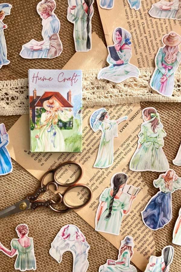 Kutulu Kutulu Bahar Bahçe Lady Temalı Sticker Seti / Bullet Journal Sticker