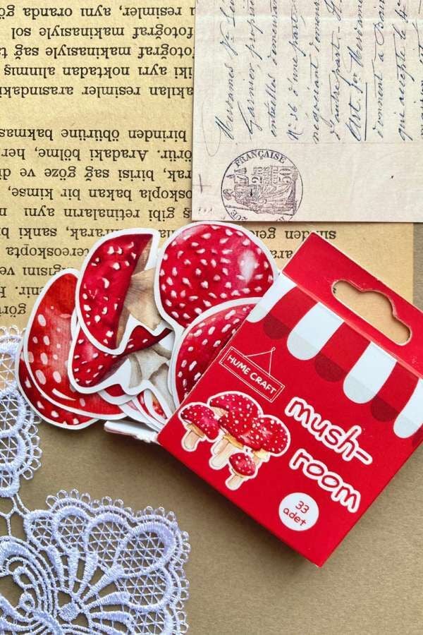 Kutulu Kırmızı Mantar Temalı Sticker Seti / Bullet Journal Sticker(Kopya)