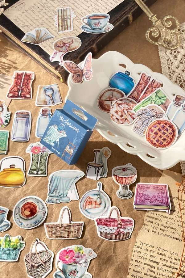 Kutulu Victoria Bahar Temalı Sticker Seti / Bullet Journal Sticker
