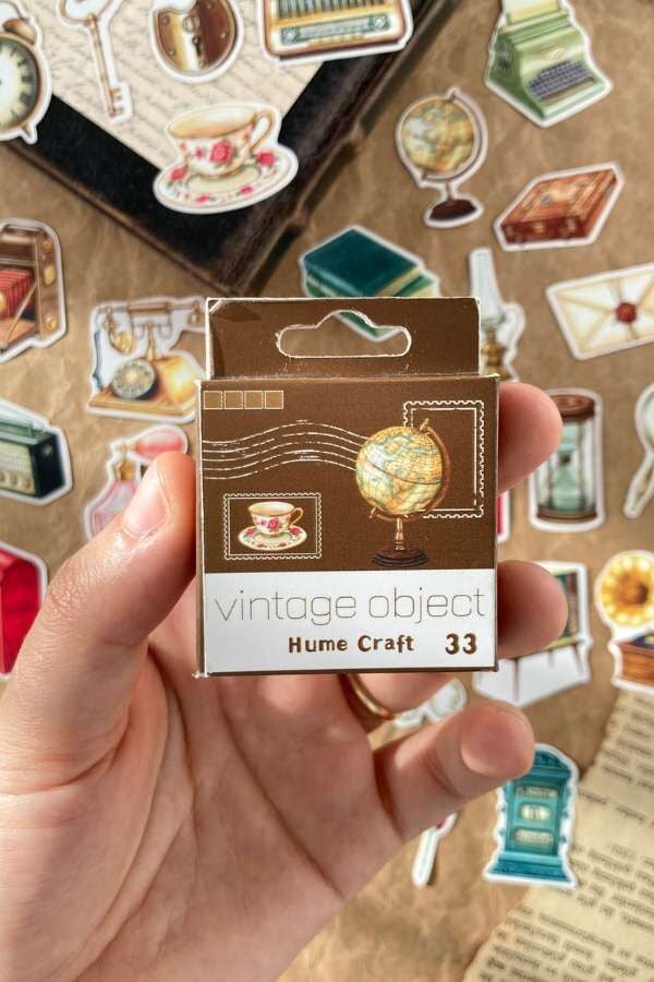 Kutulu Vintage Object Temalı Sticker Seti / Bullet Journal Sticker