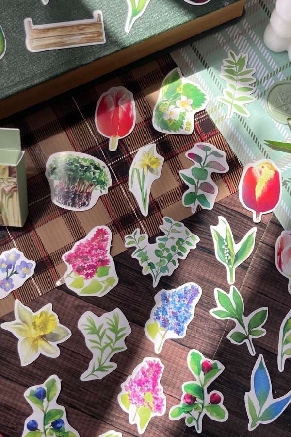 Kutulu Çiçek Temalı Sticker Seti / Bullet Journal Sticker