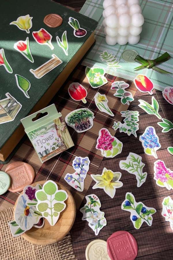 Kutulu Çiçek Temalı Sticker Seti / Bullet Journal Sticker