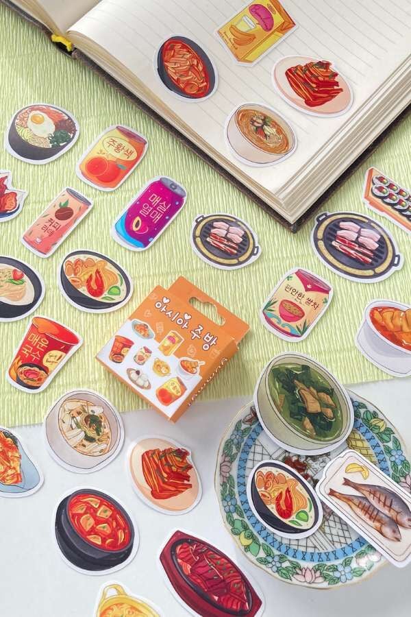 Kutulu Asya Mutfağı Temalı Sticker Seti / Bullet Journal Sticker