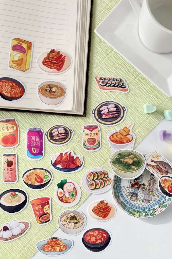 Kutulu Asya Mutfağı Temalı Sticker Seti / Bullet Journal Sticker