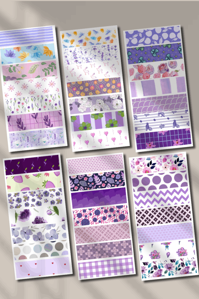 Mor Temalı Washi Bant Sticker Seti