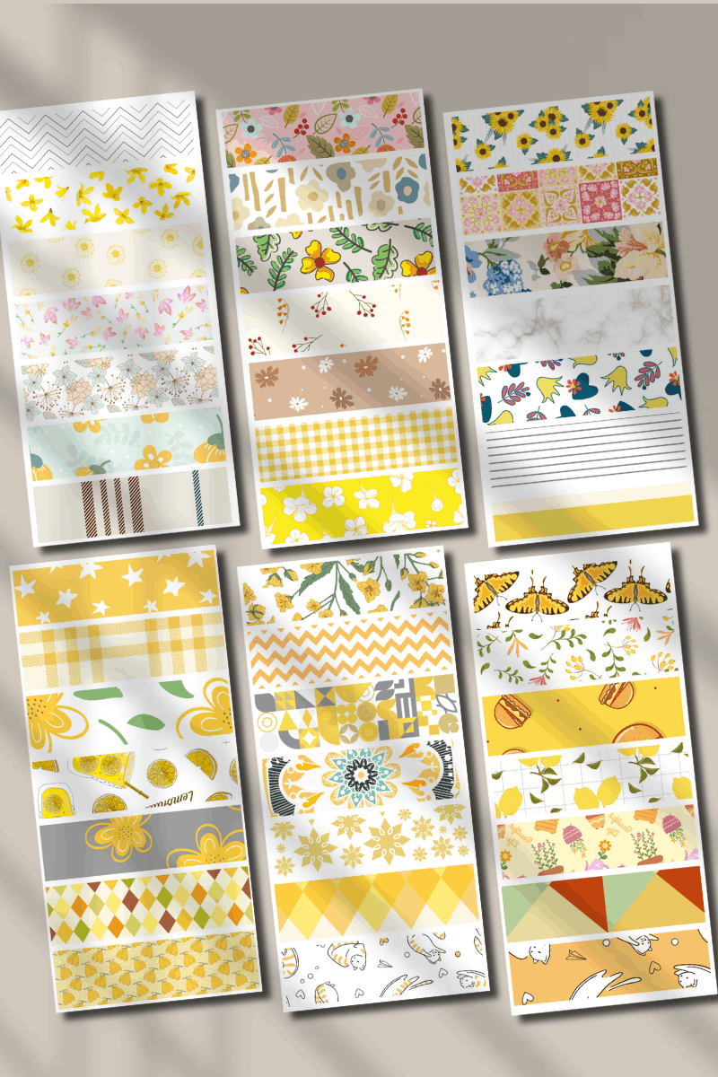 Sarı Temalı Washi Bant Sticker Seti