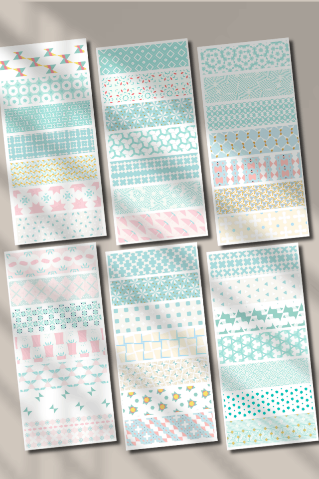 Su Yeşili Temalı Washi Bant Sticker Seti