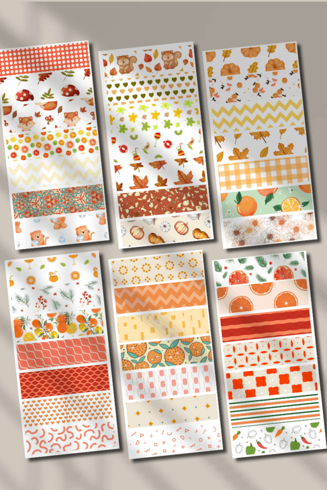 Turuncu Temalı Washi Bant Sticker Seti
