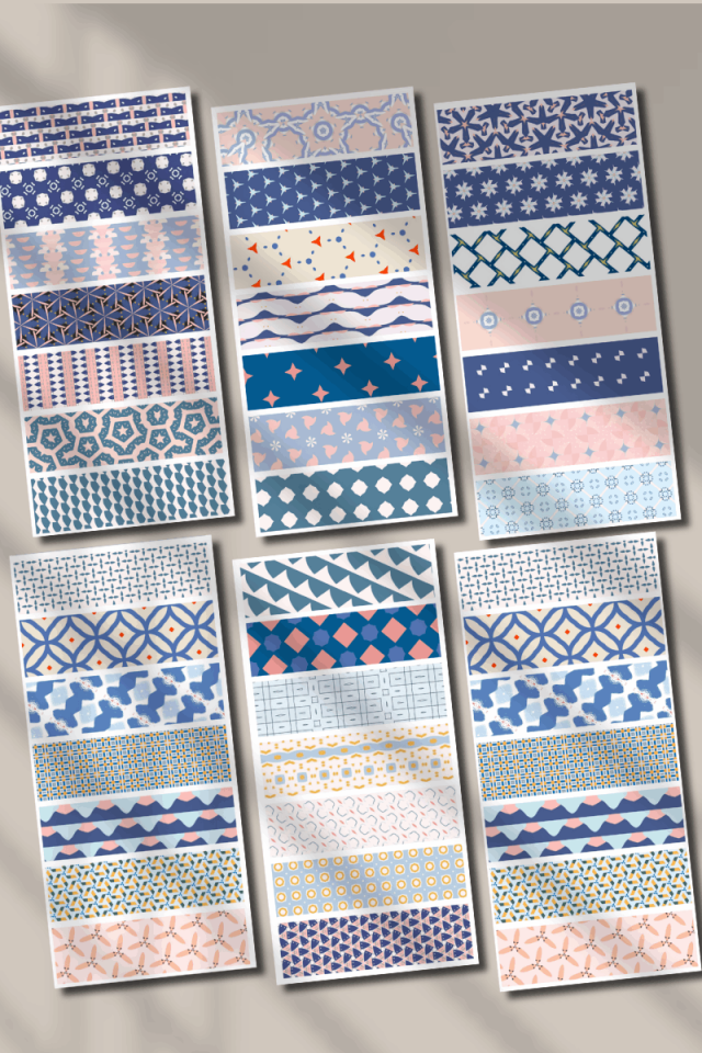 Lacivert / Mavi Temalı Washi Bant Sticker Seti