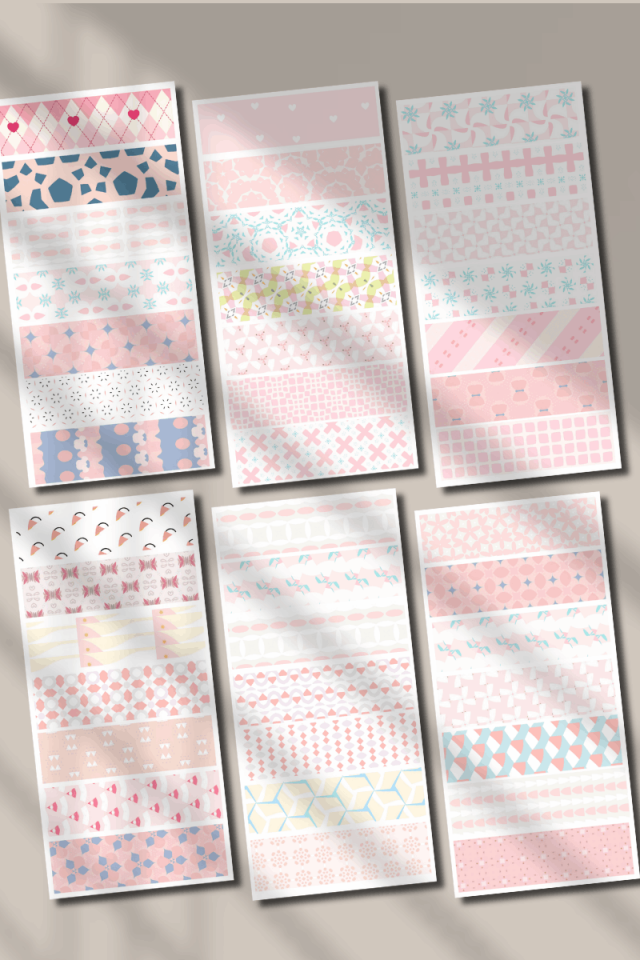 Soft Pembe Temalı Washi Bant Sticker Seti