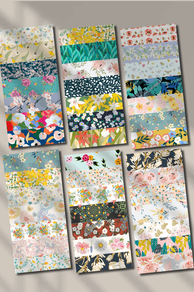 Vintage Çiçek Desenleri Temalı Washi Bant Sticker Seti