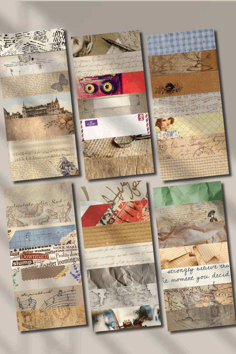 Vintage Desen Temalı Washi Bant Sticker Seti