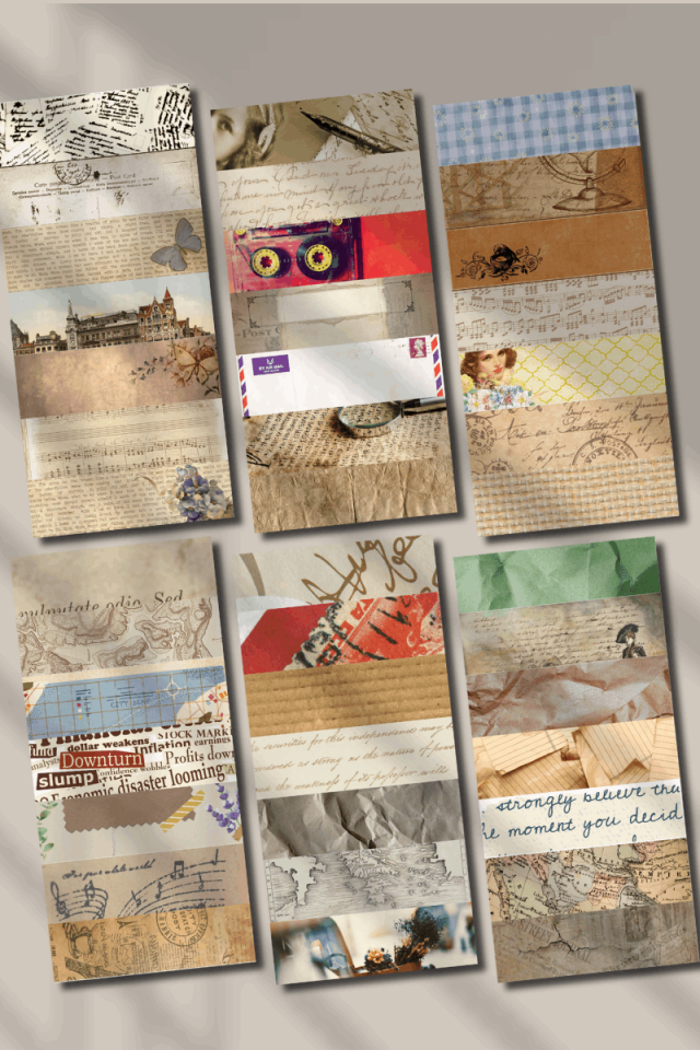 Vintage Desen Temalı Washi Bant Sticker Seti