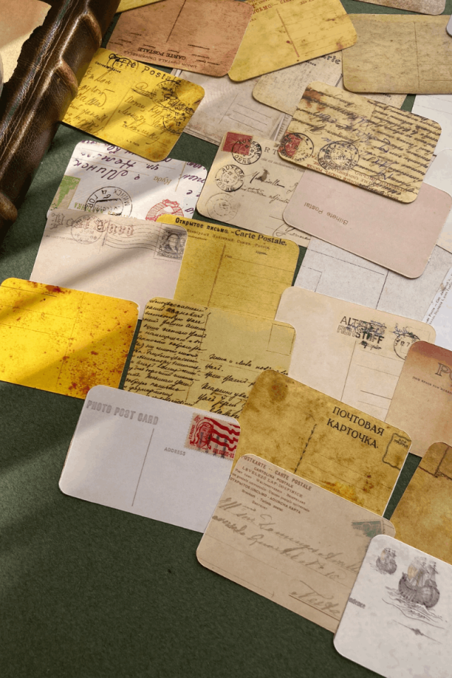 Kartpostal Mektup Temalı Vintage Sticker Seti