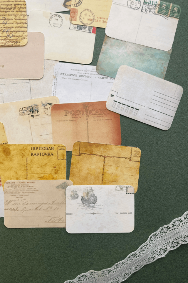 Kartpostal Mektup Temalı Vintage Sticker Seti