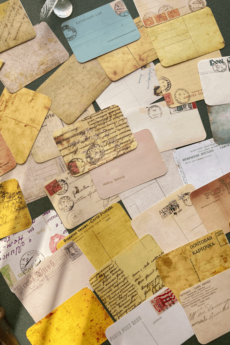 Kartpostal Mektup Temalı Vintage Sticker Seti