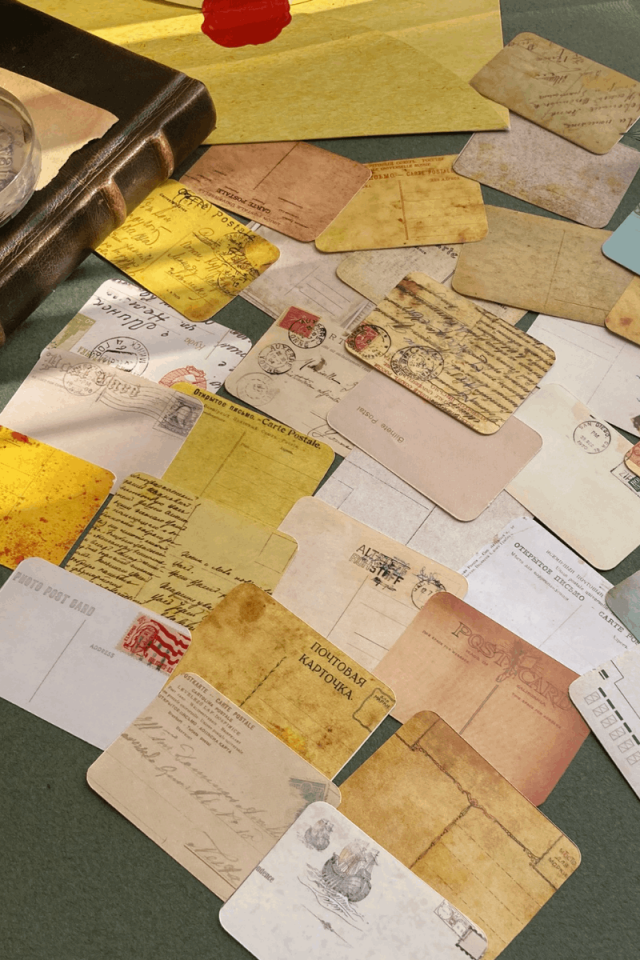 Kartpostal Mektup Temalı Vintage Sticker Seti