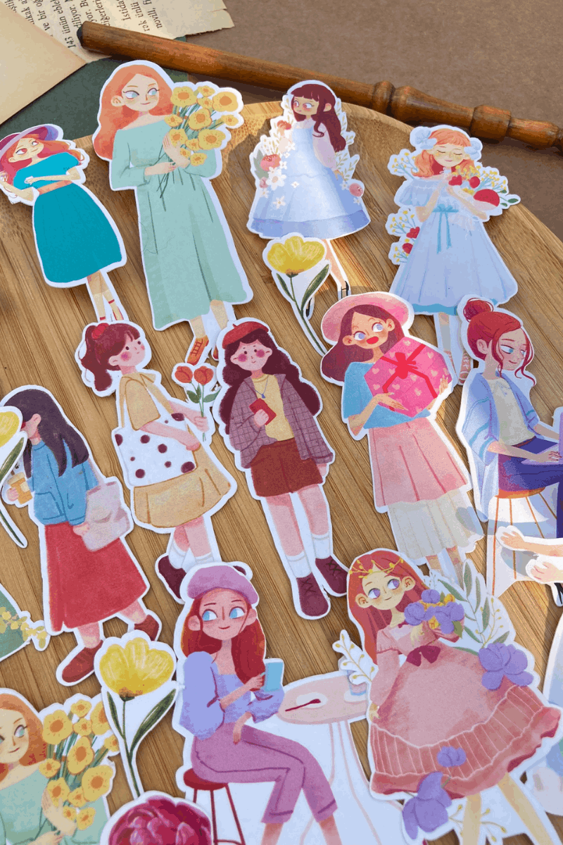 Rengarenk Kız Sticker Seti