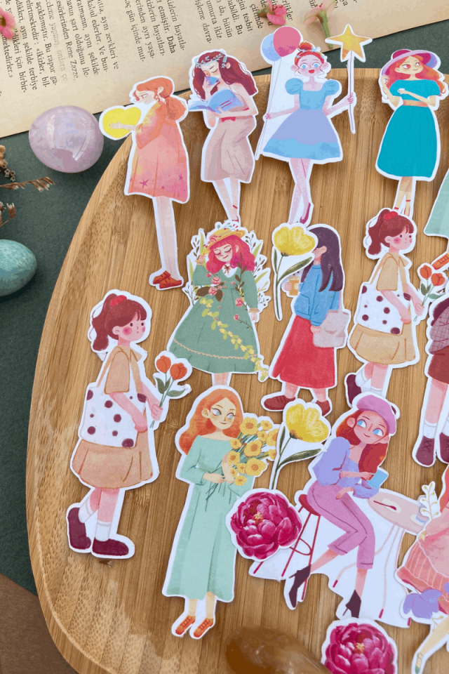 Rengarenk Kız Sticker Seti