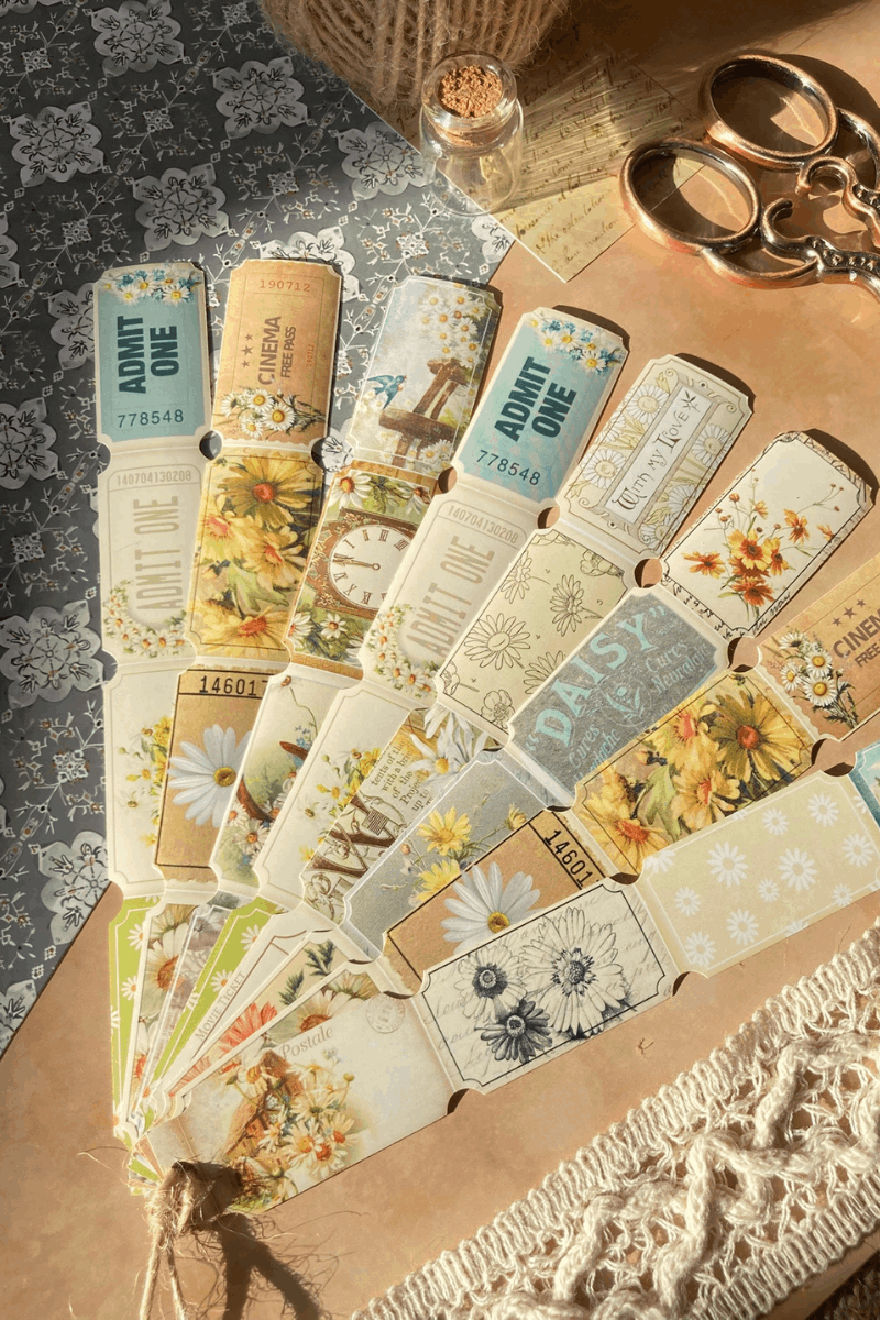 Vintage Bilet Temalı Sticker Seti II