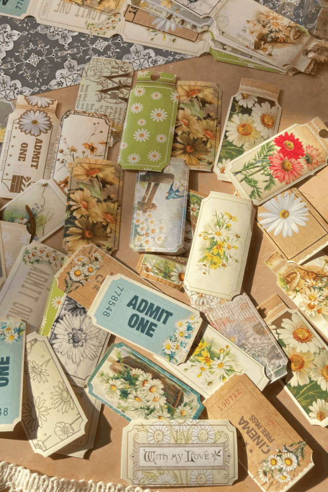 Vintage Bilet Temalı Sticker Seti II