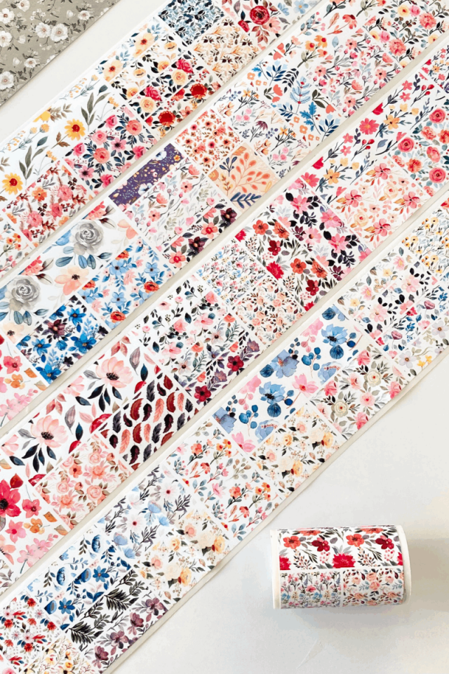 Vintage Çiçek Temalı 2 Metre  Washi Bant Washi Tape Bullet Journal Scrapbook için uygun